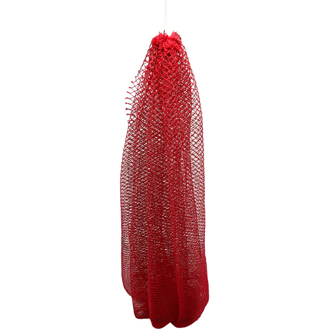 Red African Exfoliating Sponge in hanging Postion